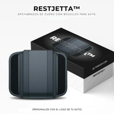 RestJetta™ - Apoyabrazos de Cuero con Bolsillos para Auto [PERSONALIZA CON EL LOGO DE TU AUTO]